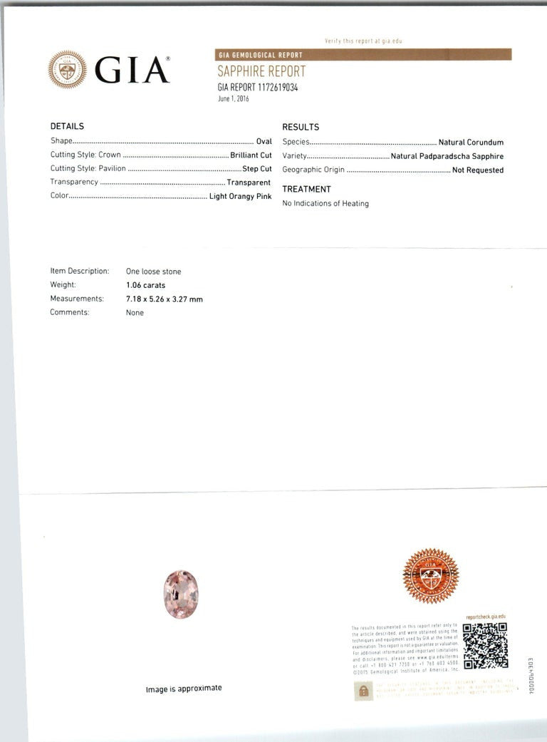 Peter Suchy GIA 1.06 Carat Padparadscha Sapphire Rose Gold Engagement Ring – image 4