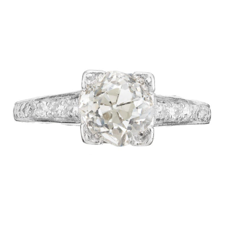 EGL Certified 2.05 Carat Old Mine Diamond Platinum Art Deco Engagement Ring – image 2