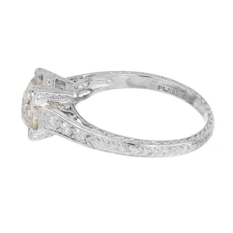 EGL Certified 2.05 Carat Old Mine Diamond Platinum Art Deco Engagement Ring – image 5