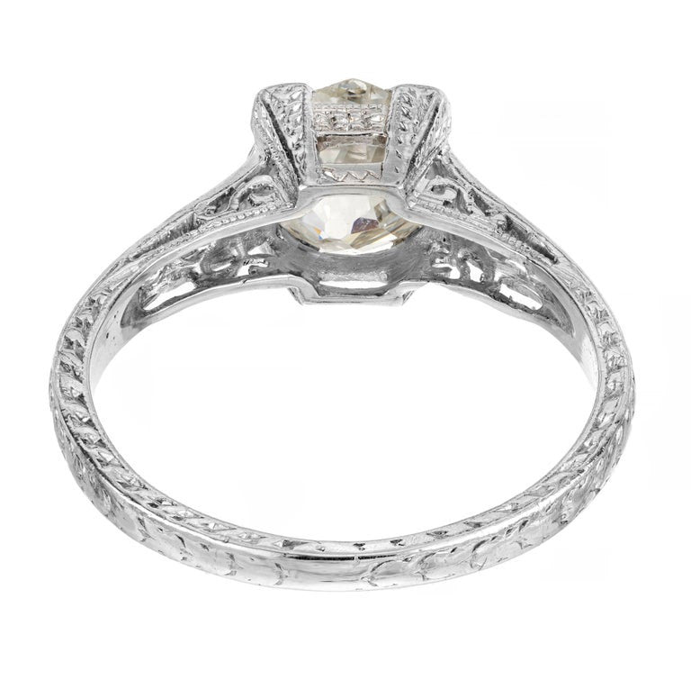 EGL Certified 2.05 Carat Old Mine Diamond Platinum Art Deco Engagement Ring – image 6