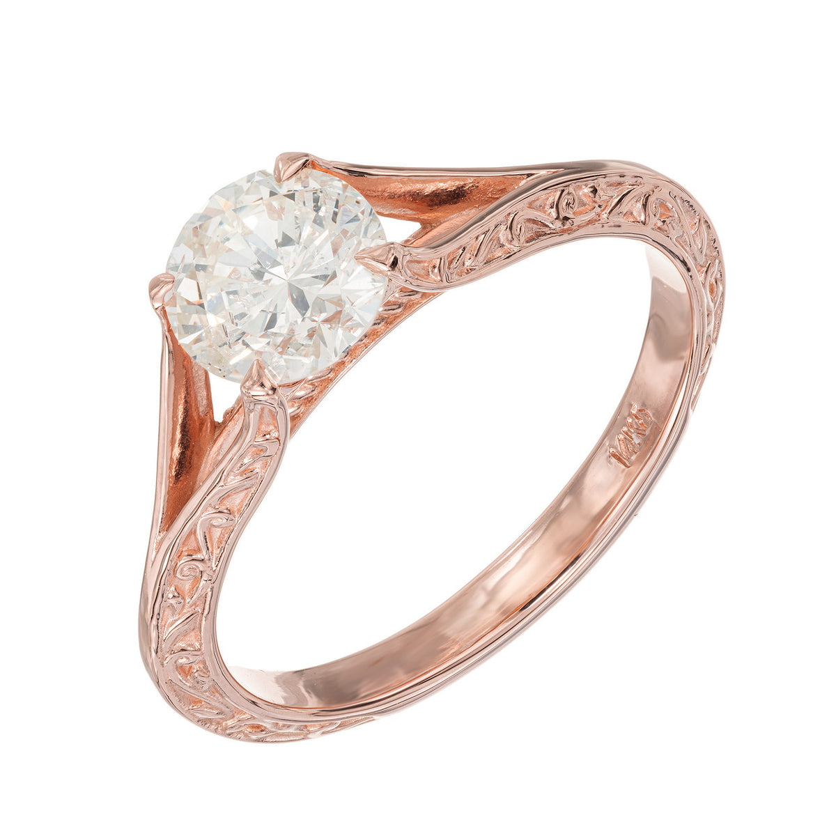 Peter Suchy EGL Certified 1.05 Carat Diamond Rose Gold Engagement Ring