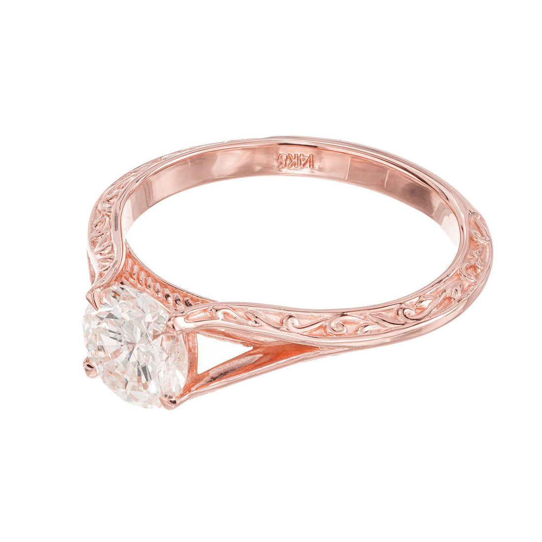 Peter Suchy EGL Certified 1.05 Carat Diamond Rose Gold Engagement Ring – image 3