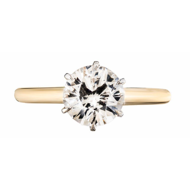 GIA Certified 1.5 Carat Diamond Two Tone Gold Solitaire Engagement Ring – image 2