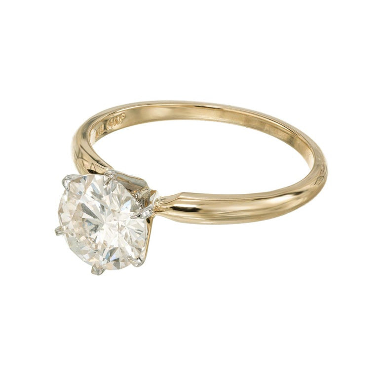 GIA Certified 1.5 Carat Diamond Two Tone Gold Solitaire Engagement Ring – image 3