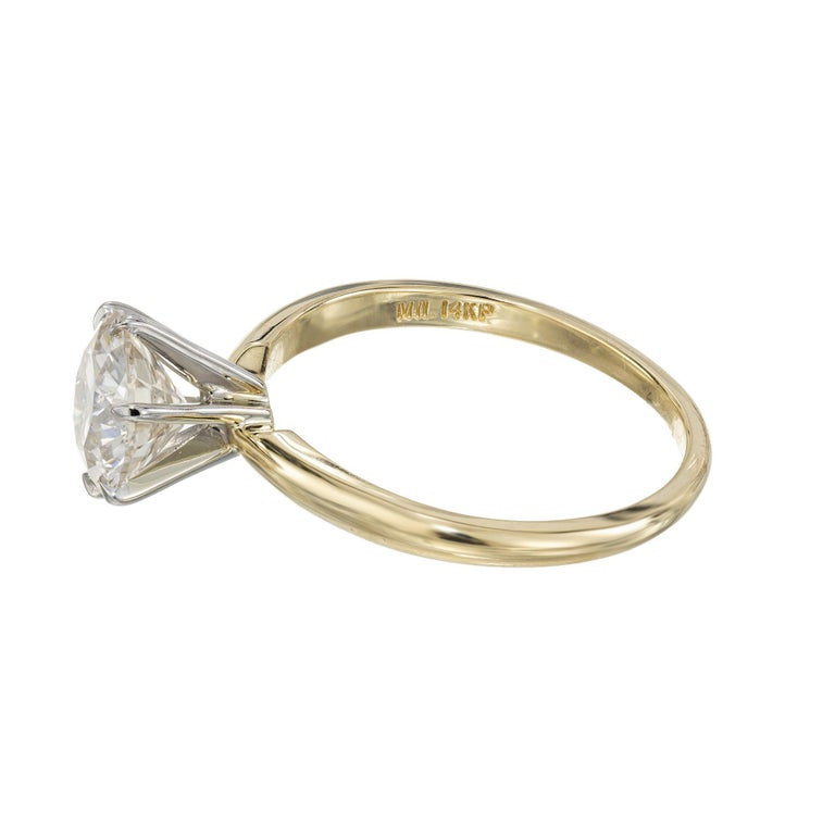 GIA Certified 1.5 Carat Diamond Two Tone Gold Solitaire Engagement Ring – image 5