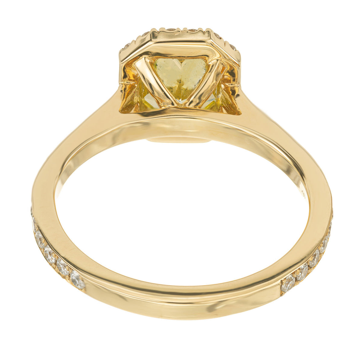 Peter Suchy GIA 1.27 Carat Green Yellow Diamond Halo Yellow Gold Engagement Ring – image 6