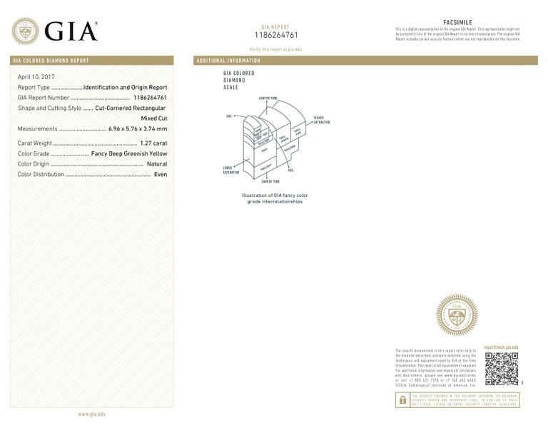 Peter Suchy GIA 1.27 Carat Green Yellow Diamond Halo Yellow Gold Engagement Ring – image 3