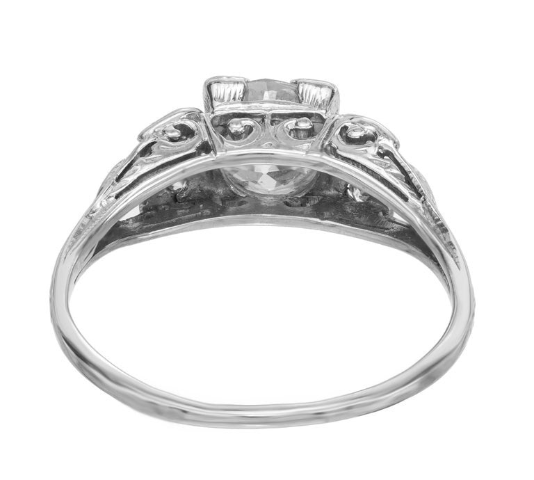 EGL Certified 1.18 Carat Diamond 18k White Gold Art Deco Engagement Ring – image 6