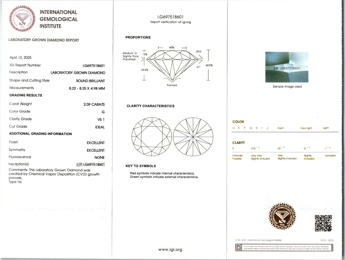 2.09 Carat IGI Certified Lab Grown Diamond Platinum Engagement Ring – image 3