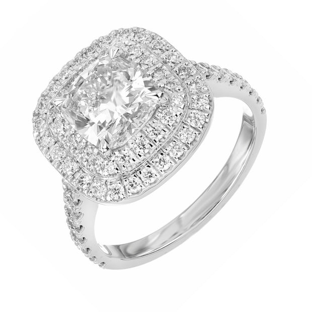 1.76 Carat Lab Grown Dimaond Platinum Halo Engagement Ring