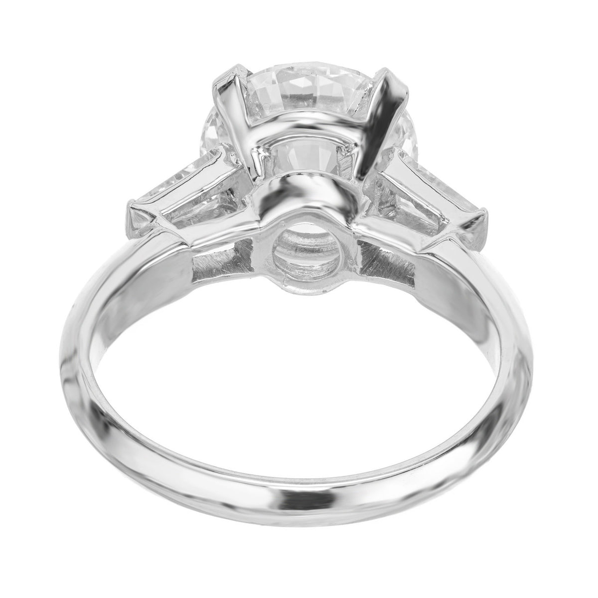 3.00 Carat Round Baguette Lab Grown Diamond Platinum Three Stone Engagement Ring – image 6