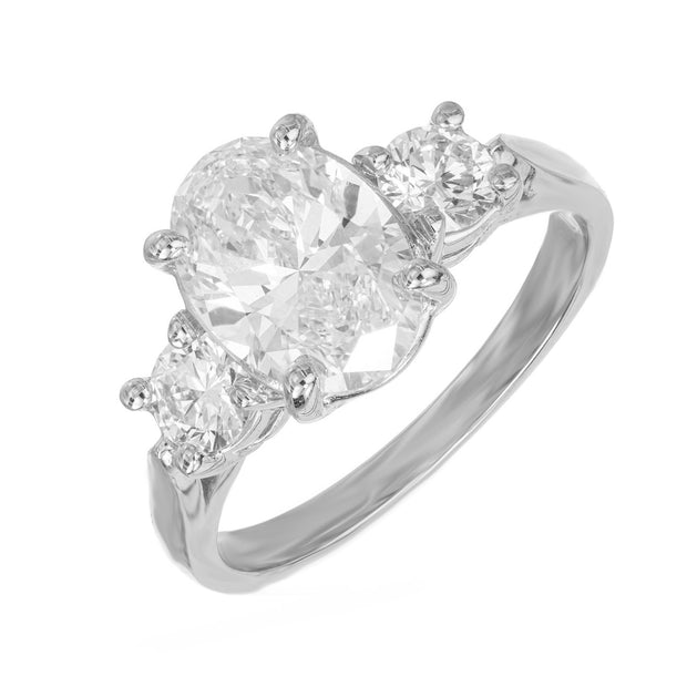 2.01 Carat Oval Round Lab Grown Diamond 14k White Gold Engagement Ring