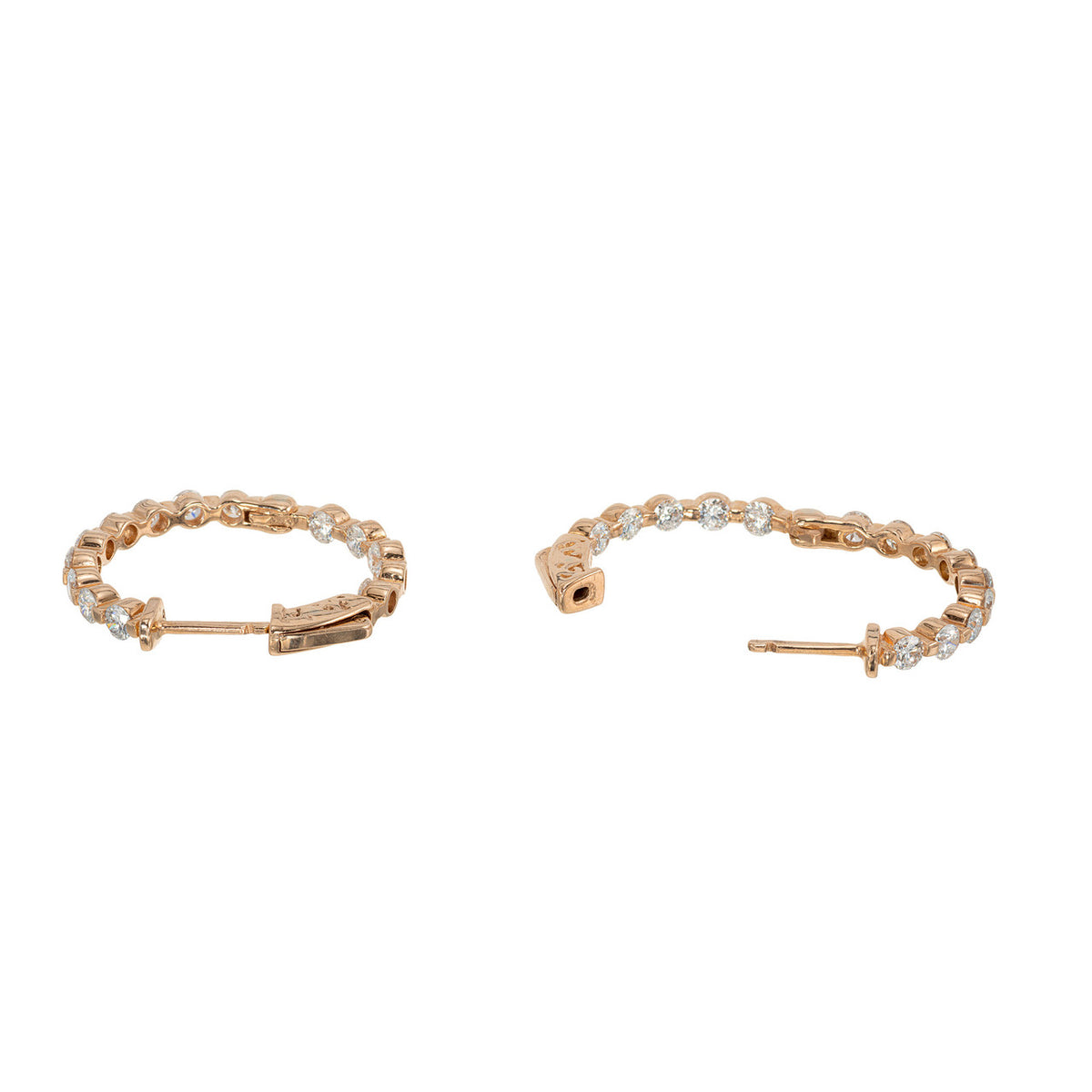 2.05 Carat Lab Grown Diamond Rose Gold Hoop Earrings – image 3