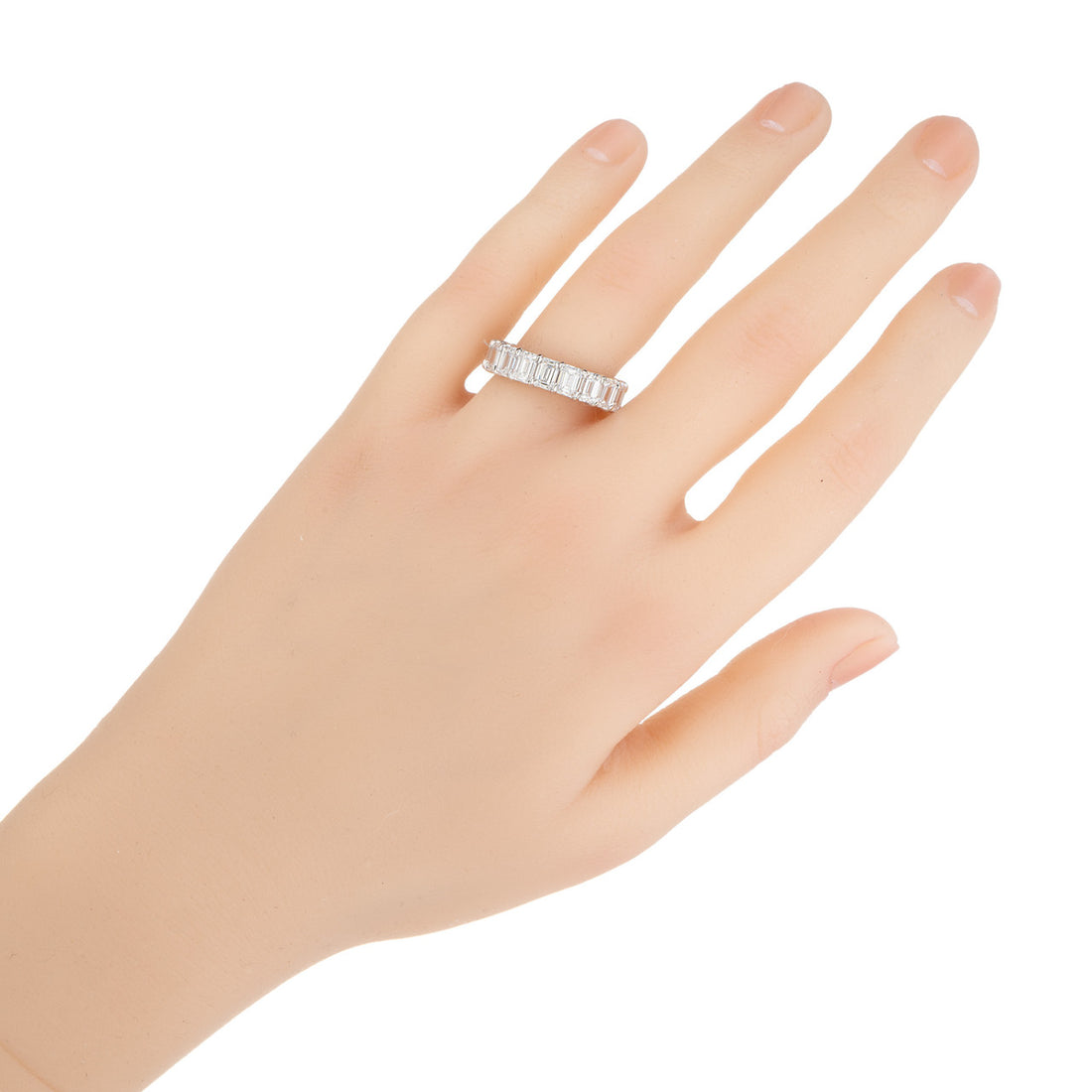 6.19 Carat Lab Grown Emerald Cut Diamond 14k White Gold Eternity Band Ring – image 5