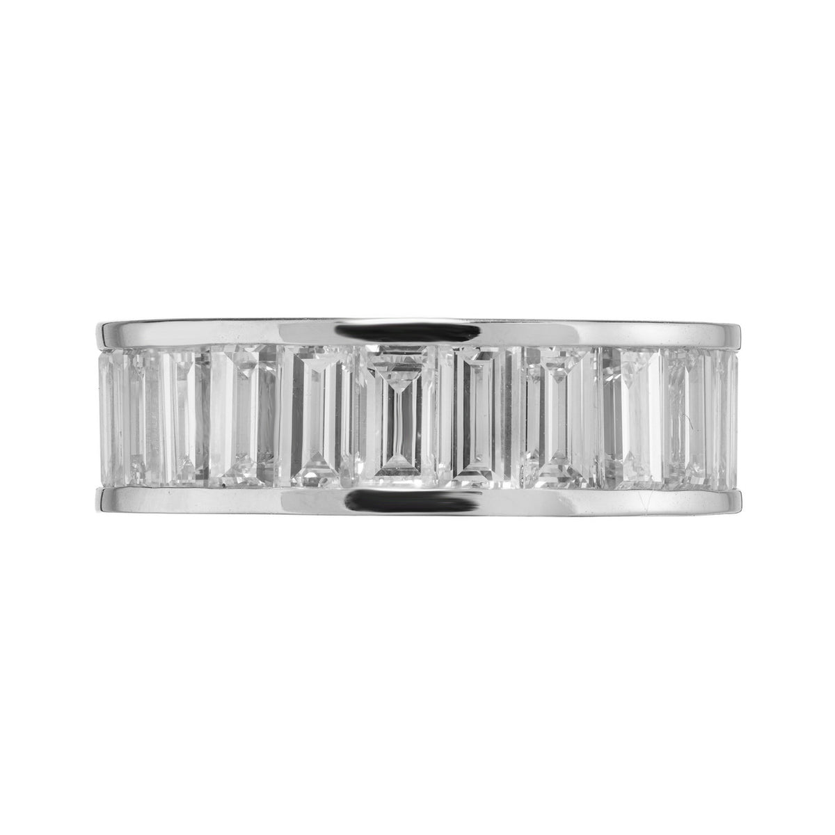 5.61 Carat Lab Grown Emerald Cut Diamond Platinum Eternity Band Ring – image 4