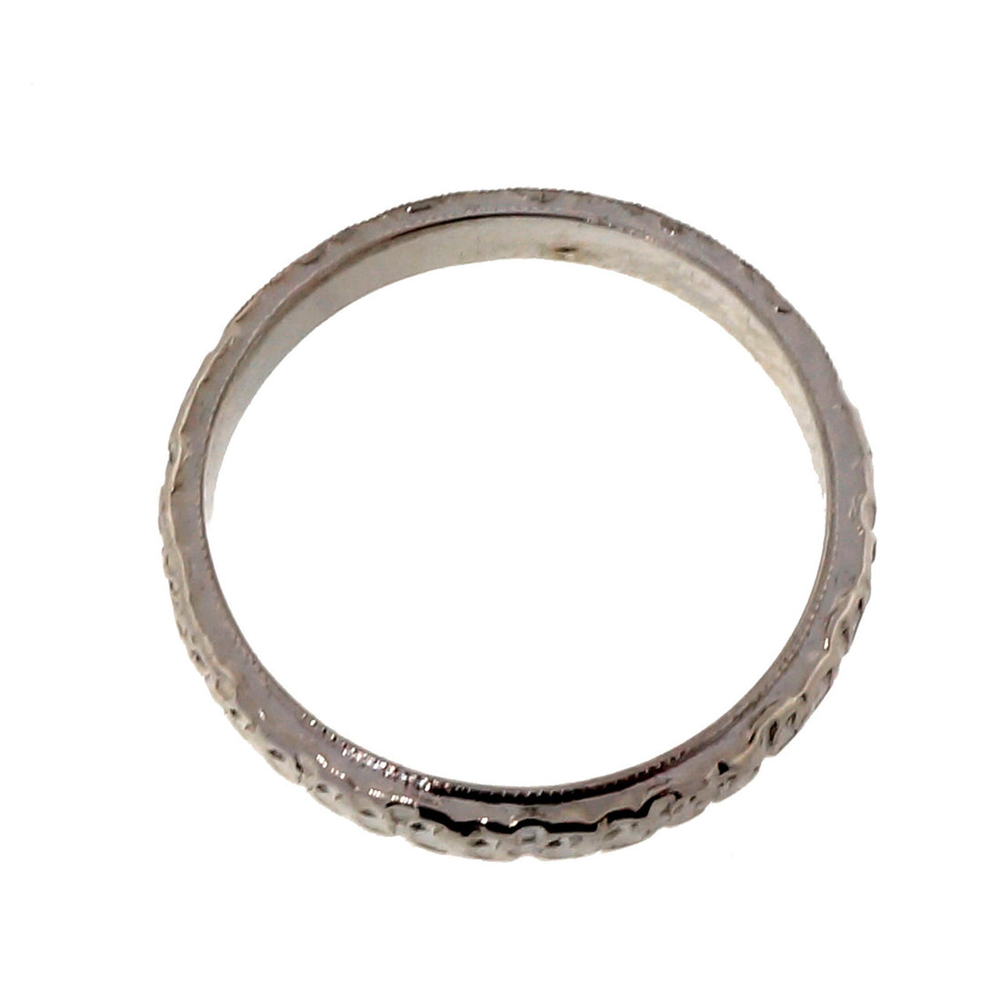 Peter Suchy Antique Revival Platinum Diamond Flower Engraved Wedding Band Ring – image 3