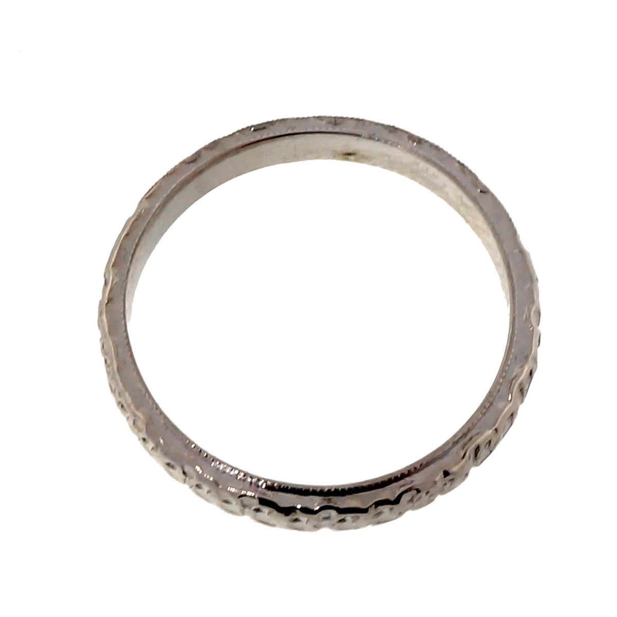 Peter Suchy Antique Revival Platinum Diamond Flower Engraved Wedding Band Ring – image 3