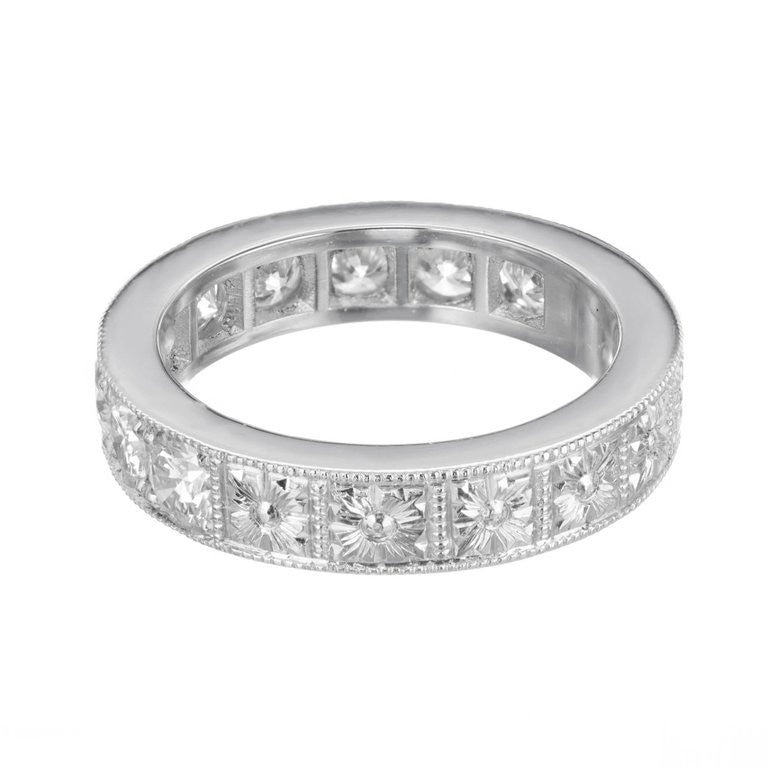 Peter Suchy Vintage Inspired Wedding Band Ring Platinum Diamond 2.20ct – image 2
