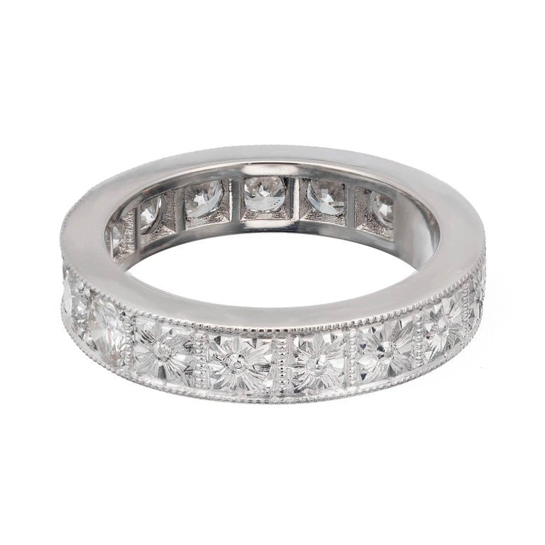 Peter Suchy Vintage Inspired Wedding Band Ring Platinum Diamond 2.20ct – image 4