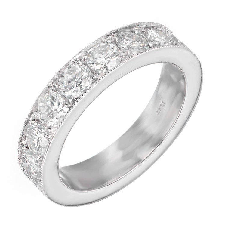 Peter Suchy Vintage Inspired Wedding Band Ring Platinum Diamond 2.20ct