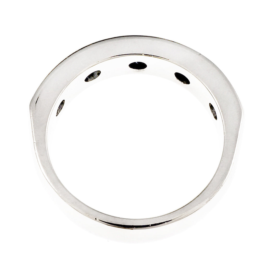 Round Sapphire Baguette Diamond Channel Band Ring Platinum – image 5