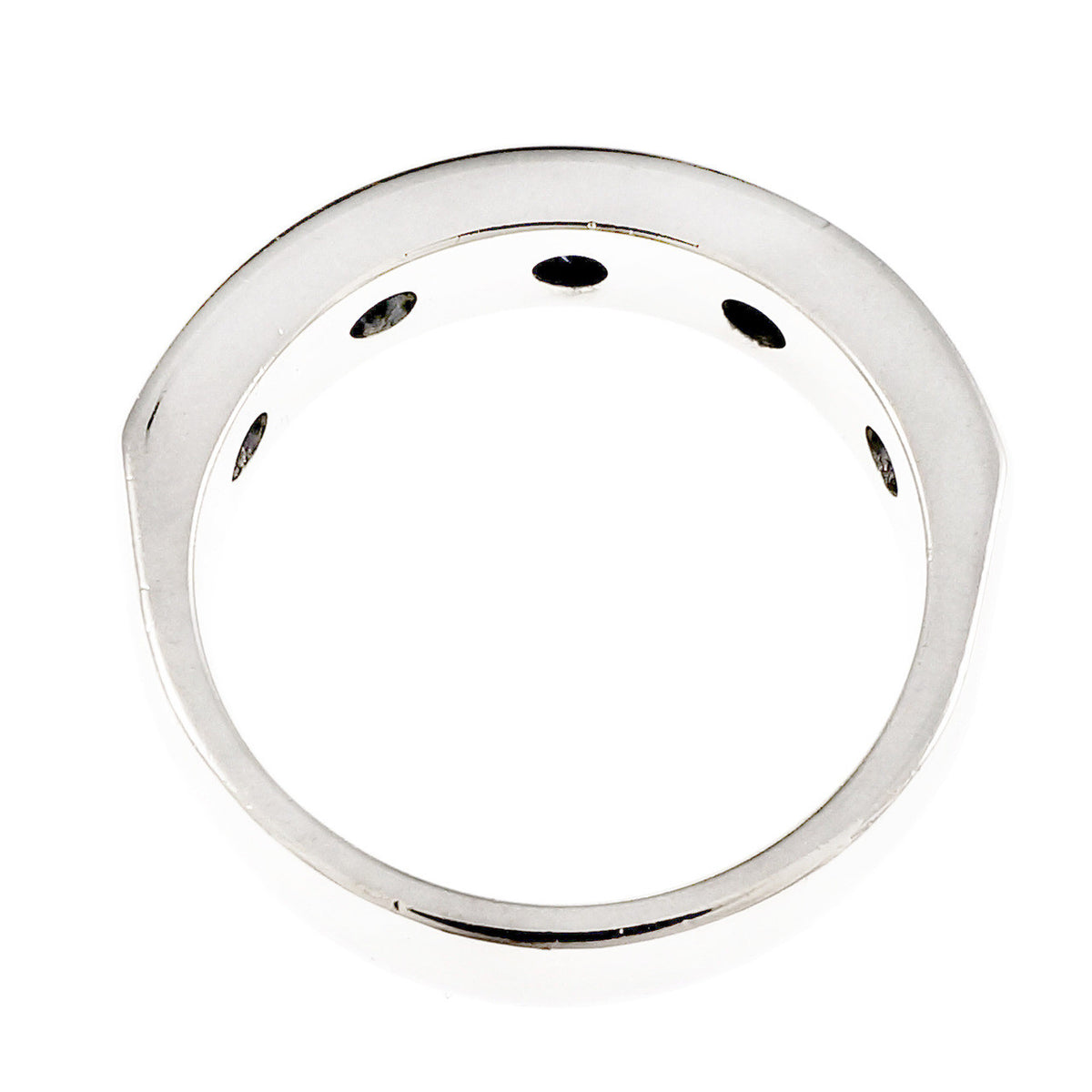 Round Sapphire Baguette Diamond Channel Band Ring Platinum – image 5