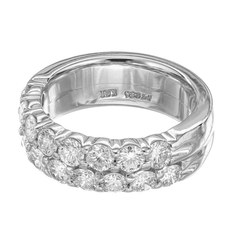 1.70 Carat Diamond Two Row Platinum Wedding Band Ring – image 2