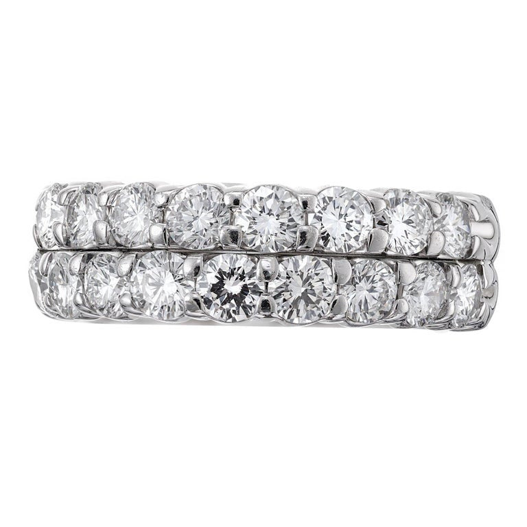 1.70 Carat Diamond Two Row Platinum Wedding Band Ring – image 3