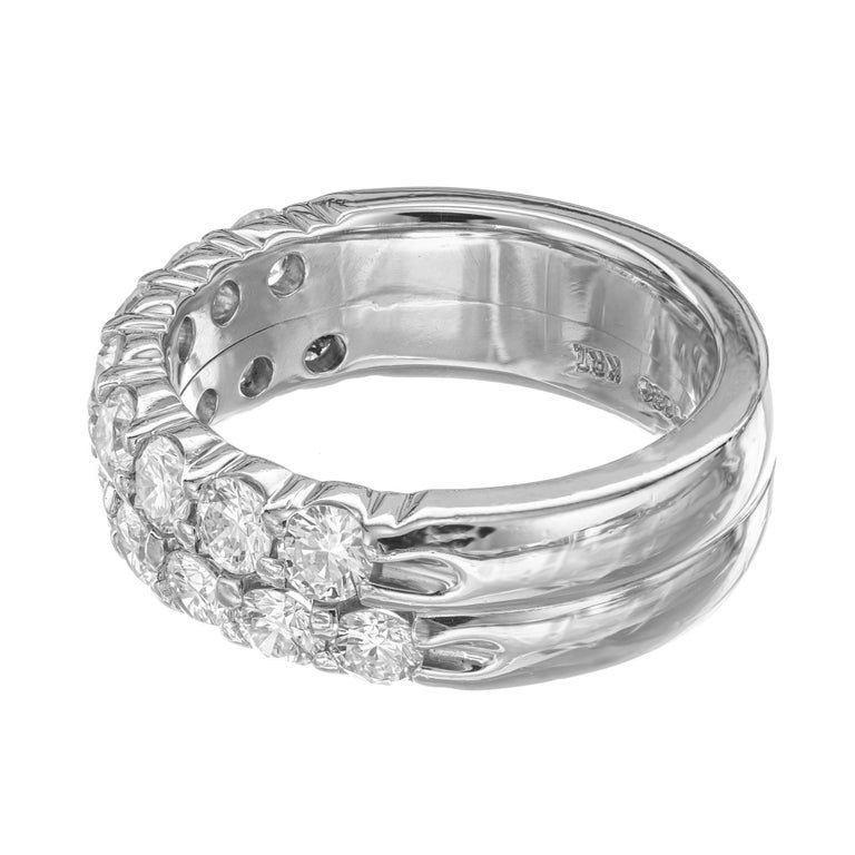 1.70 Carat Diamond Two Row Platinum Wedding Band Ring – image 4
