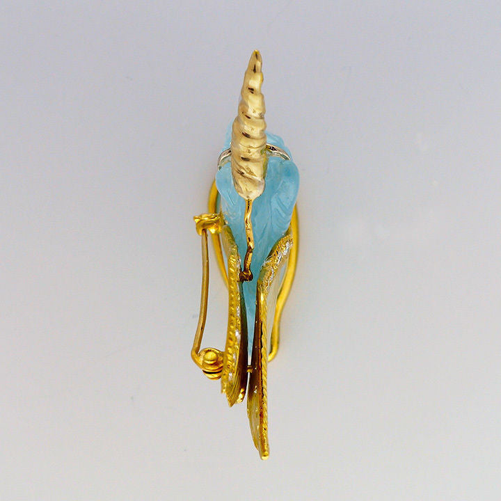 Peter Suchy Natural Aquamarine Diamond Unicorn Pin – image 3