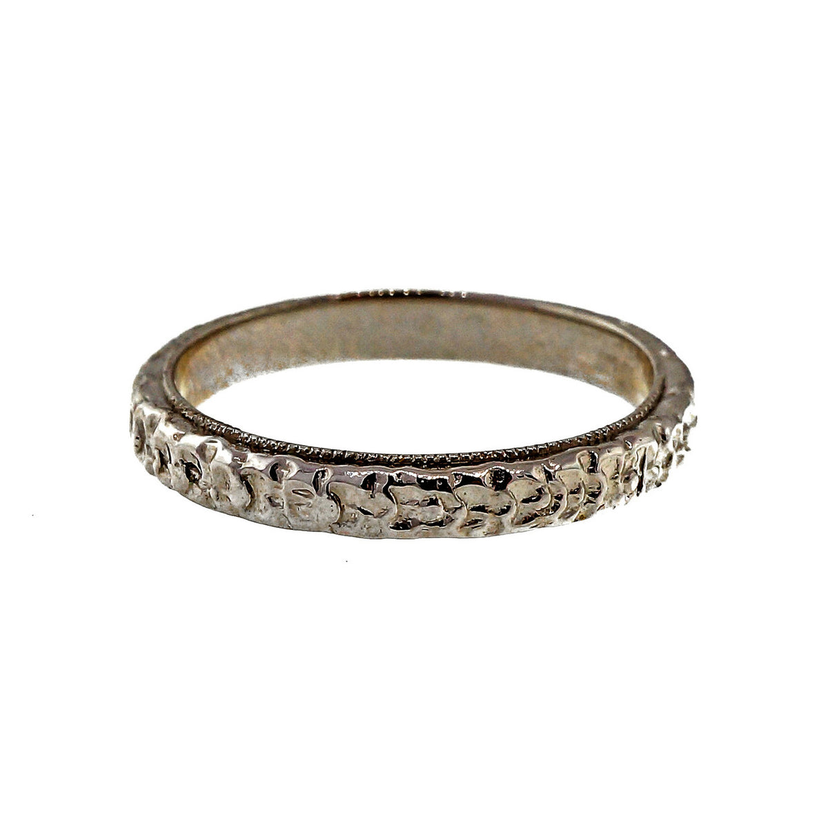 Peter Suchy Art Deco Style Engraved Flower Design Wedding Band Platinum Ring