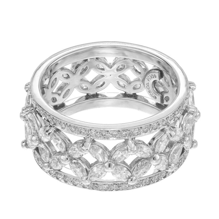 Tiffany & Co 2.34 Carat Diamond Victoria Platinum Wide Wedding Band Ring – image 2