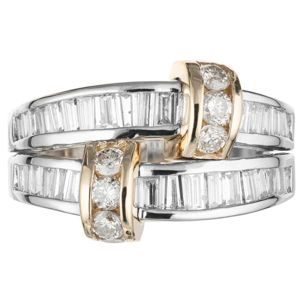 1.30 Carat Diamond Double Row Gold Band Ring
