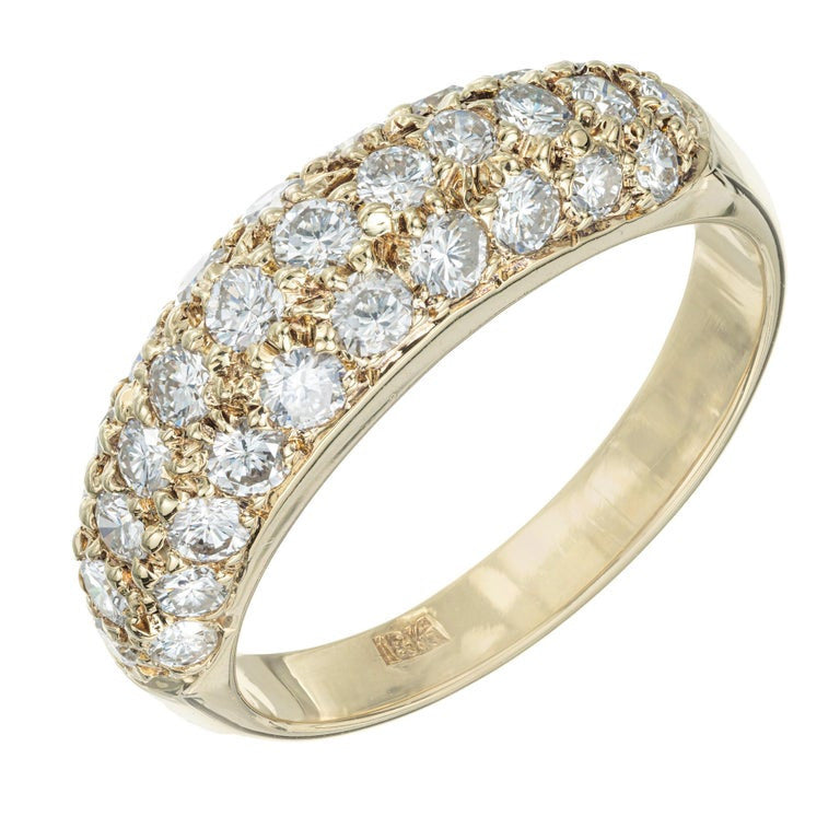 .54 Carat Pave Diamond Yellow Gold Dome Band Ring – image 2
