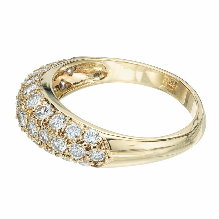 .54 Carat Pave Diamond Yellow Gold Dome Band Ring – image 4