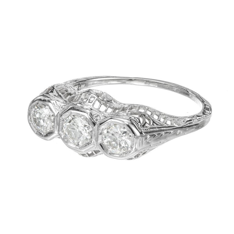 .60 Carat Diamond White Gold Three Stone Ring – image 3