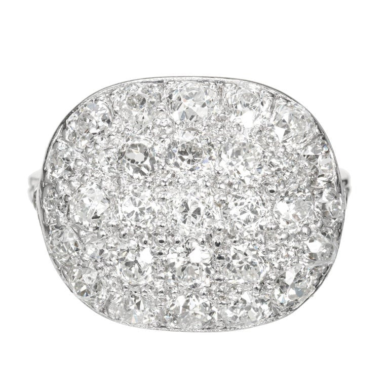 1.54 Carat Diamond Platinum Domed Cluster Ring – image 2