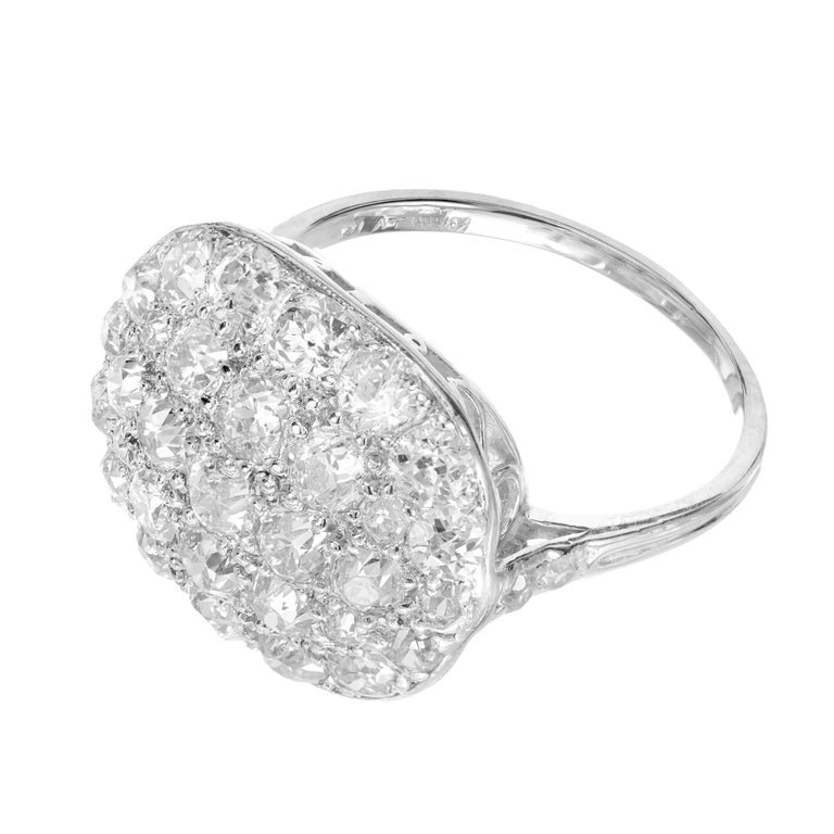 1.54 Carat Diamond Platinum Domed Cluster Ring – image 3