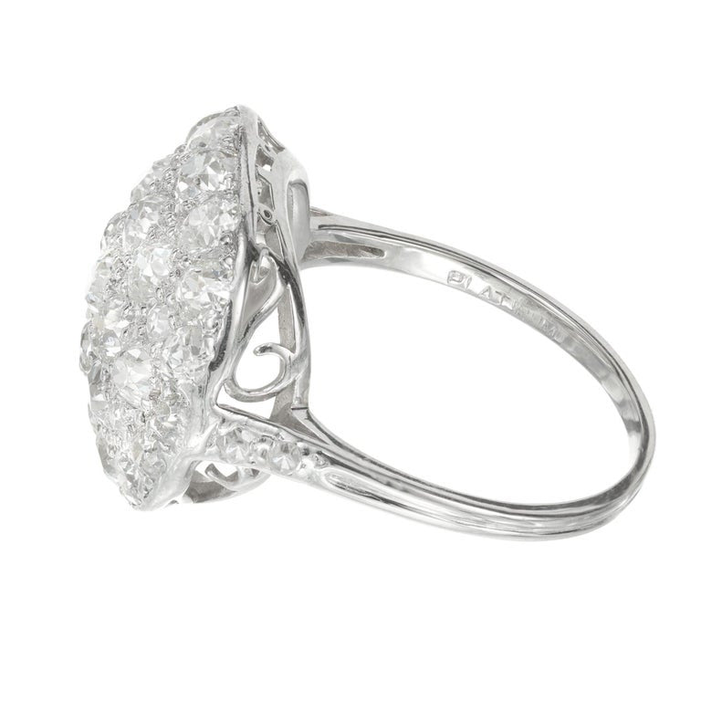 1.54 Carat Diamond Platinum Domed Cluster Ring – image 4