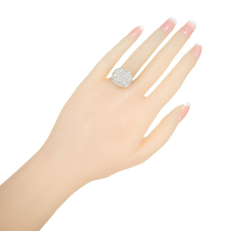 1.54 Carat Diamond Platinum Domed Cluster Ring – image 7