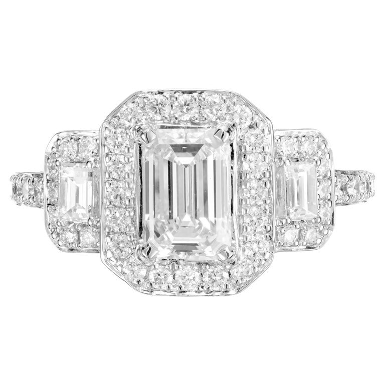 Peter Suchy GIA Certified 1.08 Carat Diamond Halo Platinum Engagement Ring