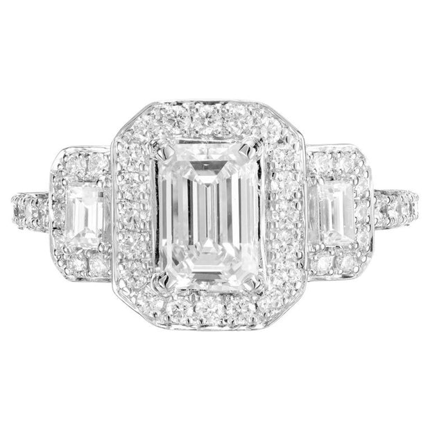Peter Suchy GIA Certified 1.08 Carat Diamond Halo Platinum Engagement Ring