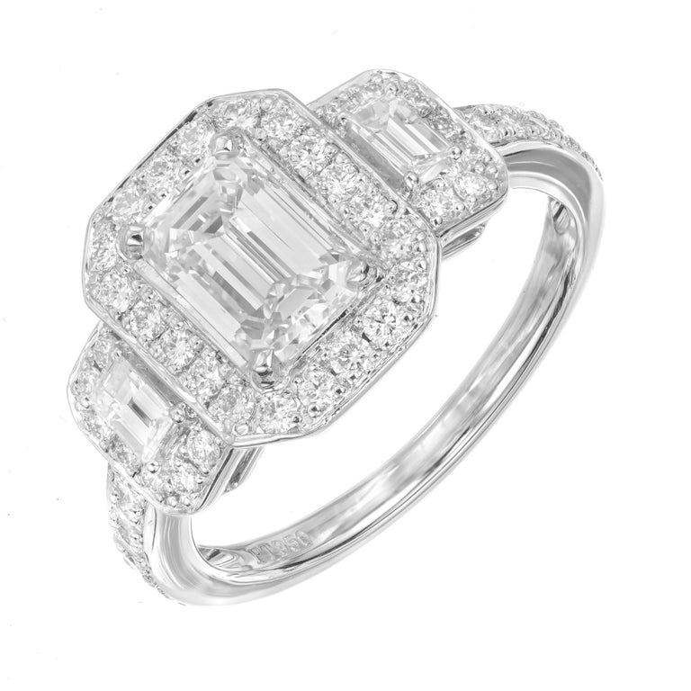 Peter Suchy GIA Certified 1.08 Carat Diamond Halo Platinum Engagement Ring – image 2