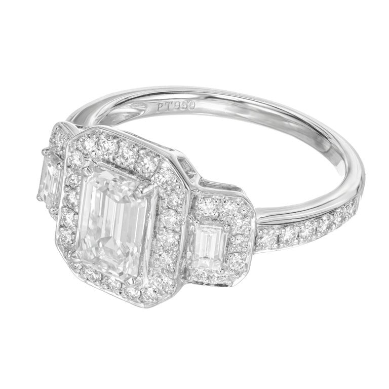 Peter Suchy GIA Certified 1.08 Carat Diamond Halo Platinum Engagement Ring – image 4