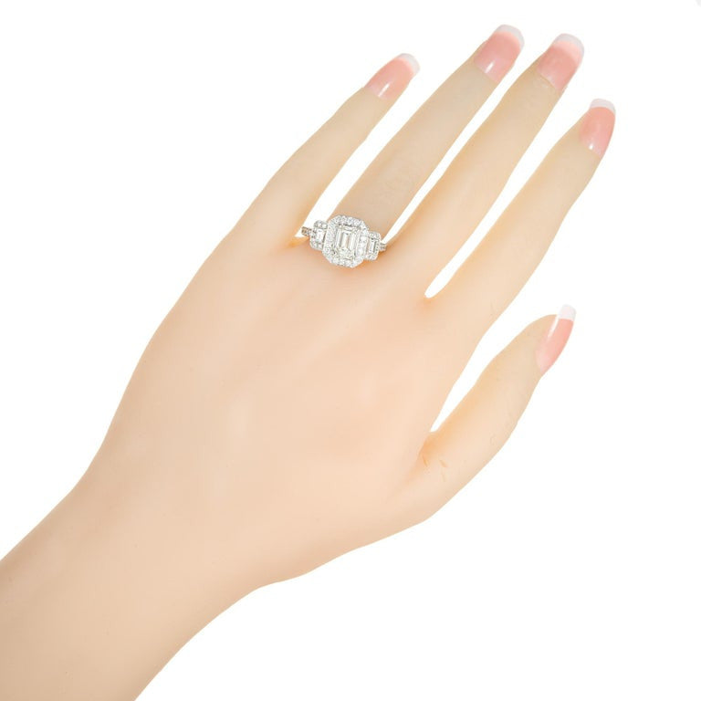 Peter Suchy GIA Certified 1.08 Carat Diamond Halo Platinum Engagement Ring – image 8