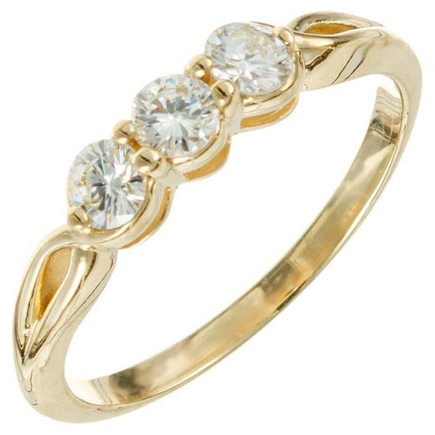 Peter Suchy .47 Carat Diamond Yellow Gold Three Stone Ring