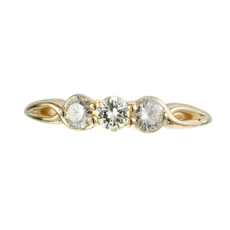 Peter Suchy .47 Carat Diamond Yellow Gold Three Stone Ring – image 2