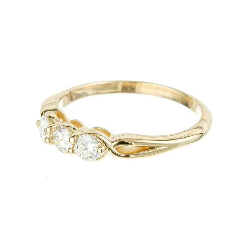 Peter Suchy .47 Carat Diamond Yellow Gold Three Stone Ring – image 3