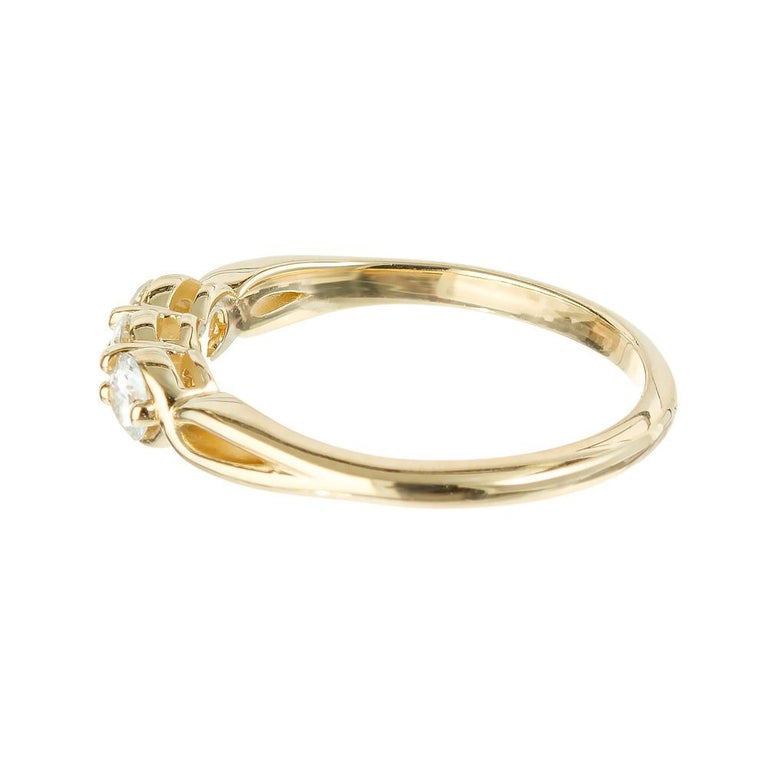 Peter Suchy .47 Carat Diamond Yellow Gold Three Stone Ring – image 4