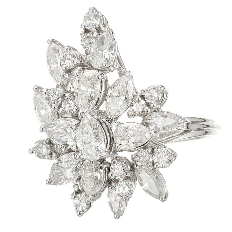4.40 Carat Diamond Platinum Cluster Cocktail Ring – image 2